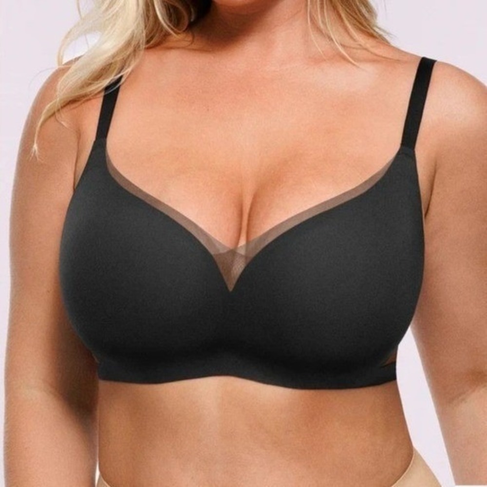 Shapellx Contour True Support Bra Black Ample Cup D+ Wireless Size S+ NWT